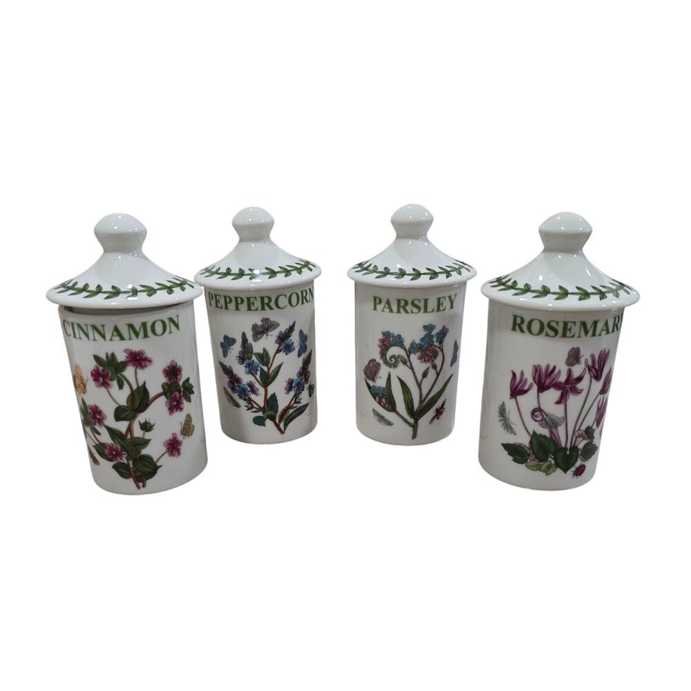 Portmeirion Botanic Garden Spice Jars with Lids, Set of 4 Ceramic Floral